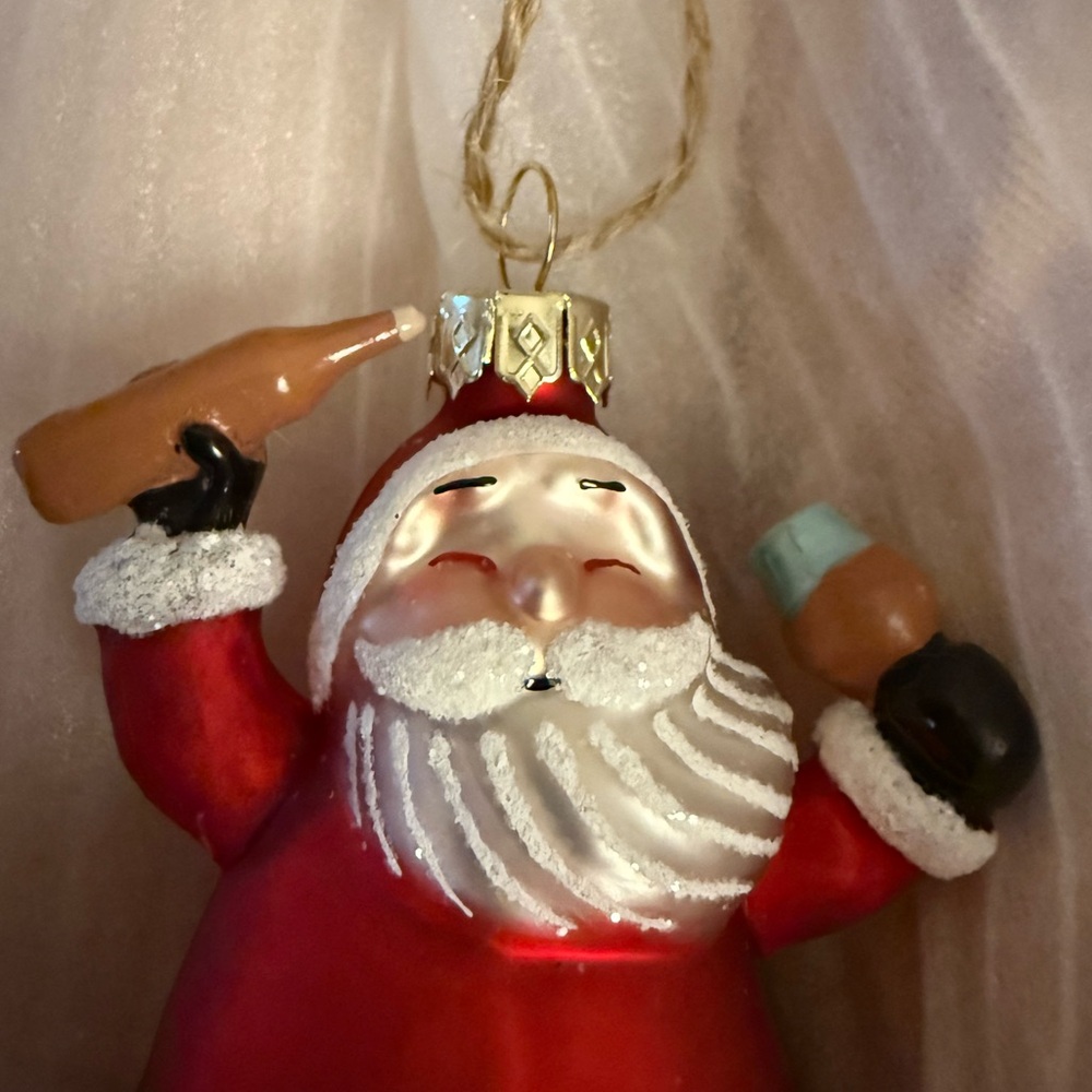 West Elm Drinking Santa Claus Ornament